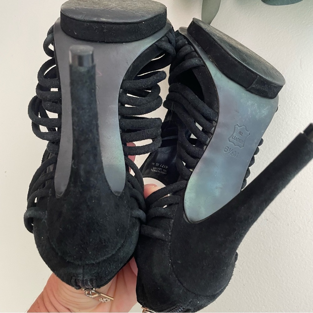 Tory Burch Sigourney Caged Suede Heels - Picture 8 of 12